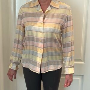 Vintage Blouse in Pastel Plaid Silk